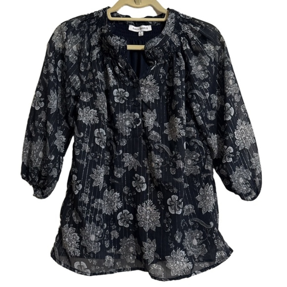 Floral Black Blouse